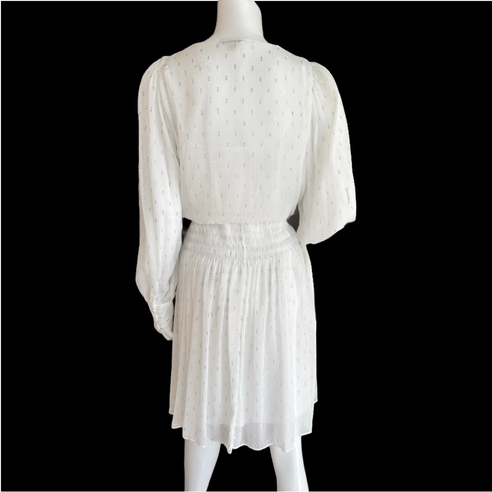 Calvin Klein White Smocked Dress with Silver Metallic Accents. Women’s Size 8 - Picture 2 of 11